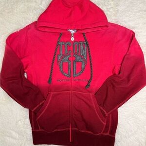 ICON Bright Red Zip Hoodie with Gray Accents SM